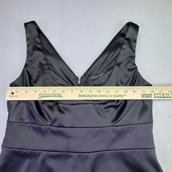 White House Black Market Dress Women's Size 10 Cocktail Black Satin Sheath - Picture 3 of 10